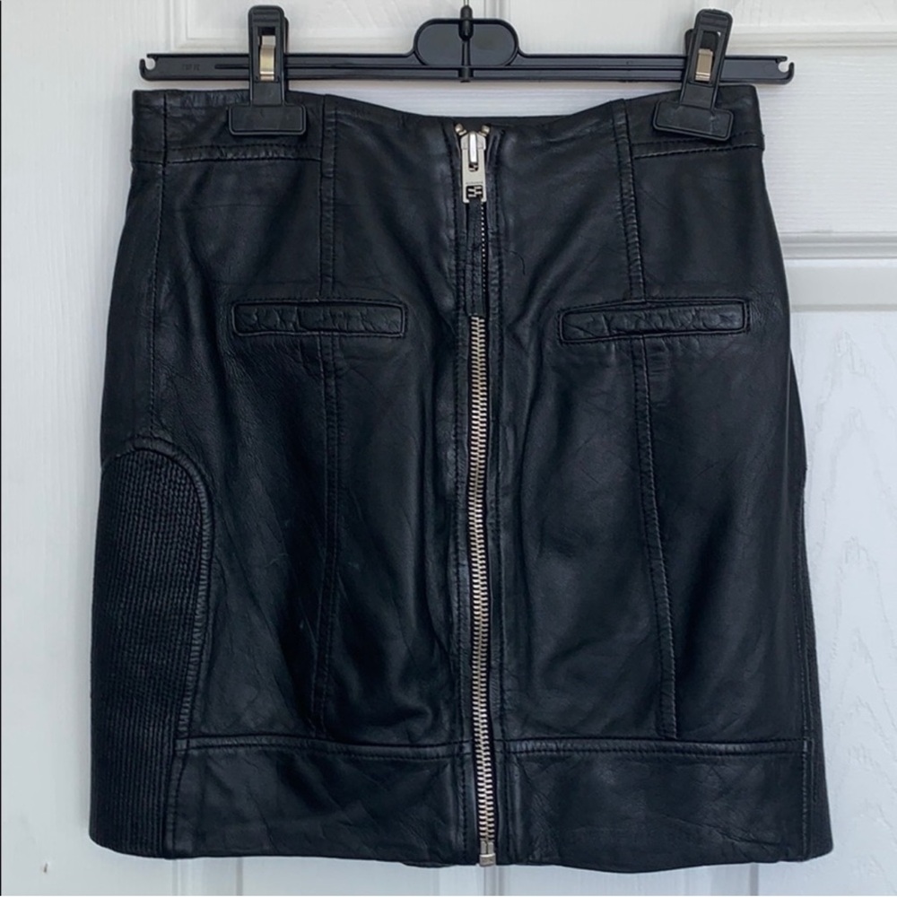 All Saints Biker 100% leather edgy skirt mini New with tags US 0